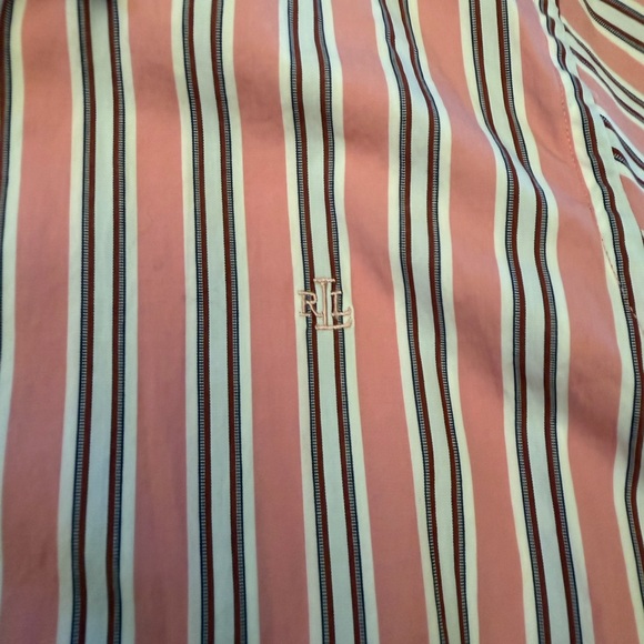 Ralph Lauren Peach, maroon and White Striped dress Shirt - Picture 4 of 4